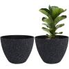 imageLA JOLIE MUSE Outdoor Planter Flower Pots Outdoor 113 Inch Planter with Drainage for Indoor Outdoor Plants Flowers Black Set of 2Speckled Black