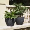 imageLA JOLIE MUSE Outdoor Planter Flower Pots Outdoor 113 Inch Planter with Drainage for Indoor Outdoor Plants Flowers Black Set of 2Speckled Black