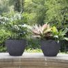 imageLA JOLIE MUSE Outdoor Planter Flower Pots Outdoor 113 Inch Planter with Drainage for Indoor Outdoor Plants Flowers Black Set of 2Speckled Black