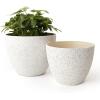 imageLA JOLIE MUSE Outdoor Planter Flower Pots Outdoor 113 Inch Planter with Drainage for Indoor Outdoor Plants Flowers Black Set of 2Speckled White