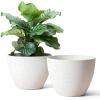 imageLA JOLIE MUSE Outdoor Planter Flower Pots Outdoor 113 Inch Planter with Drainage for Indoor Outdoor Plants Flowers Black Set of 2Speckled White