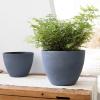 imageLA JOLIE MUSE Outdoor Planter Flower Pots Outdoor 113 Inch Planter with Drainage for Indoor Outdoor Plants Flowers Black Set of 2Weathered Grey