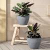 imageLA JOLIE MUSE Outdoor Planter Flower Pots Outdoor 113 Inch Planter with Drainage for Indoor Outdoor Plants Flowers Black Set of 2Weathered Grey