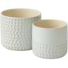 imageLa Jolie Muse Ceramic Planter Flower Plant Pots 6755 Inch Concave Dot Patterned Cylinder Flower Pot W Drain Hole for Indoor Set of 2 IvoryGlacier Gray