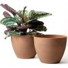 imageLA JOLIE MUSE Outdoor Planter Flower Pots Outdoor 113 Inch Planter with Drainage for Indoor Outdoor Plants Flowers Black Set of 2Terracotta