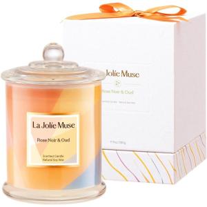 imageLA JOLIE MUSE Christmas Candles Pine ampamp Pomegranate Candle Candle Gift for Holiday Luxury Candle for Home 70 Hours Long Burning TimeNatural Soy CandleRose Noir  Oud