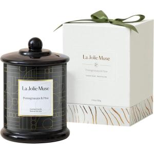 imageLA JOLIE MUSE Christmas Candles Pine ampamp Pomegranate Candle Candle Gift for Holiday Luxury Candle for Home 70 Hours Long Burning TimeNatural Soy CandlePomegranate  Pine