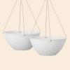 imageLA JOLIE MUSE Large Hanging Planters  13 Inch Hanging Planters for Outdoor Plants Outdoor Hanging Planters Set of 2 White Stone Honeycomb