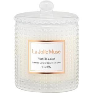 imageLA JOLIE MUSE Champs de Tuberose Scented Candle Gardenia Candles Gifts for Women Ylang Ylang Candles for Home Scented Natural Wax Candle 75 Hours Long BurningVanilla Cake