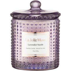 imageLA JOLIE MUSE Champs de Tuberose Scented Candle Gardenia Candles Gifts for Women Ylang Ylang Candles for Home Scented Natural Wax Candle 75 Hours Long BurningLavender Suede