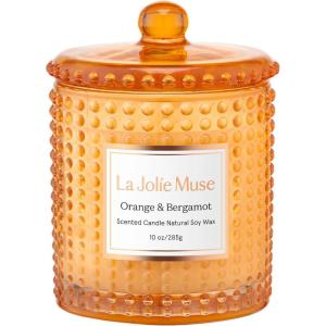 imageLA JOLIE MUSE Champs de Tuberose Scented Candle Gardenia Candles Gifts for Women Ylang Ylang Candles for Home Scented Natural Wax Candle 75 Hours Long BurningOrange  Bergamot