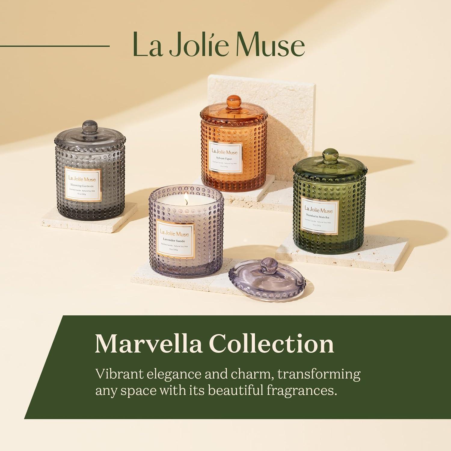 imageLA JOLIE MUSE Jasmine Candles Gifts for Women Luxury Candle for Mothers Day Natural Soy Wax Candles for Home Scented 75 Hours 10 OZLavender Suede