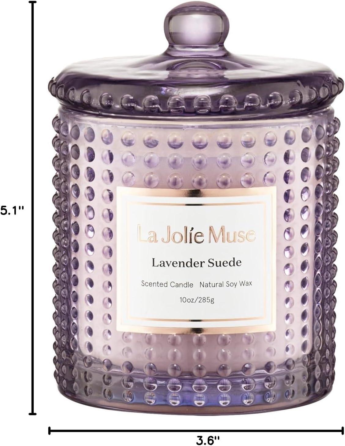 imageLA JOLIE MUSE Jasmine Candles Gifts for Women Luxury Candle for Mothers Day Natural Soy Wax Candles for Home Scented 75 Hours 10 OZLavender Suede