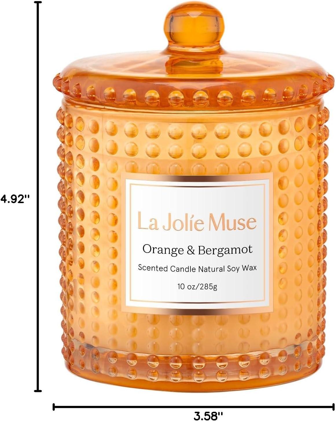 imageLA JOLIE MUSE Jasmine Candles Gifts for Women Luxury Candle for Mothers Day Natural Soy Wax Candles for Home Scented 75 Hours 10 OZOrange Bergamot