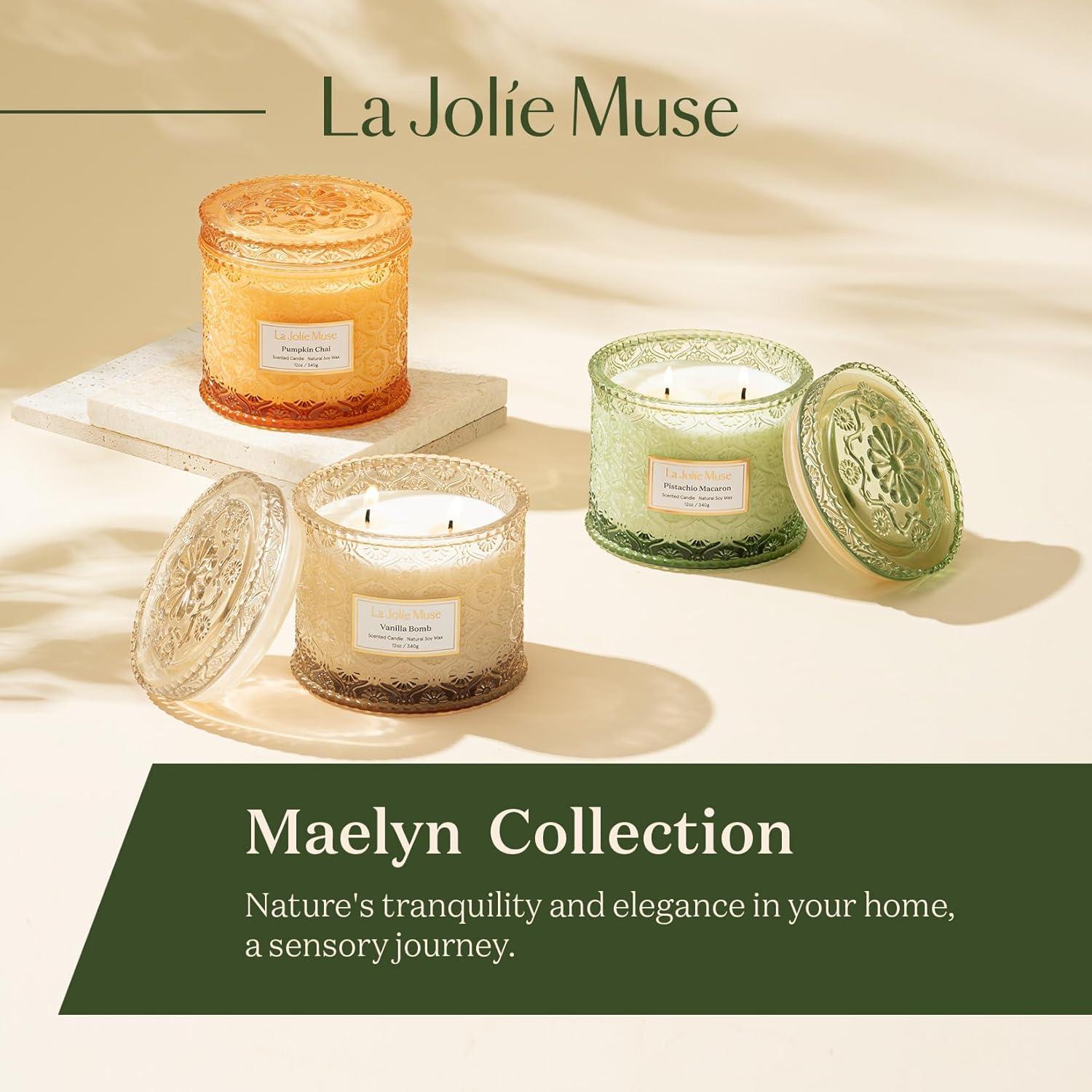 imageLA JOLIE MUSE Pumpkin Candle Fall Candles for Home Scented Large 2Wick Soy Candles Candle Gifts for Women ampamp Men Luxury Jar Candles 60 Hours Long Burning Pumpkin Chai 12ozVanilla Bomb