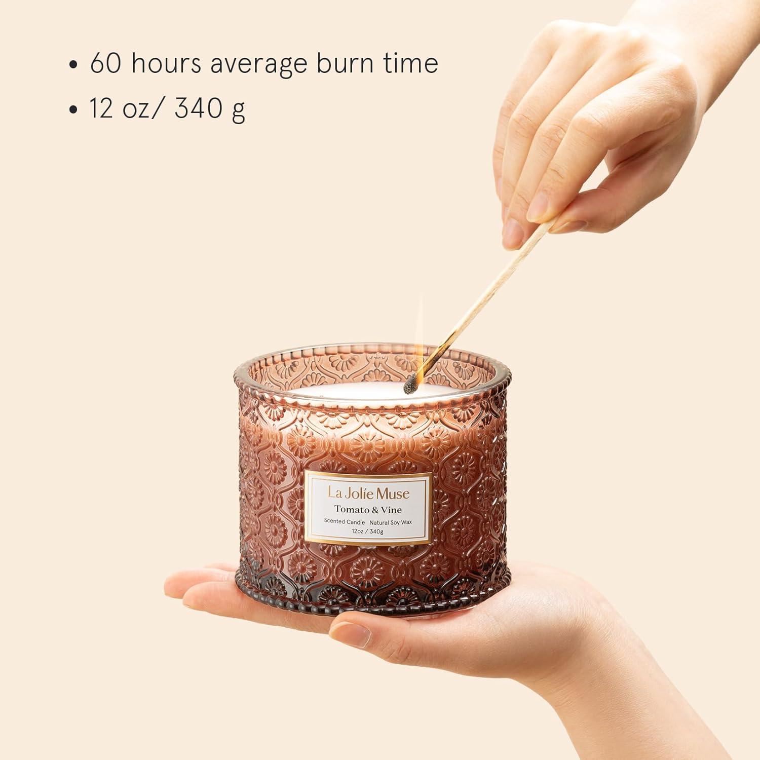 imageLA JOLIE MUSE Pumpkin Candle Fall Candles for Home Scented Large 2Wick Soy Candles Candle Gifts for Women ampamp Men Luxury Jar Candles 60 Hours Long Burning Pumpkin Chai 12ozTomato  Vine