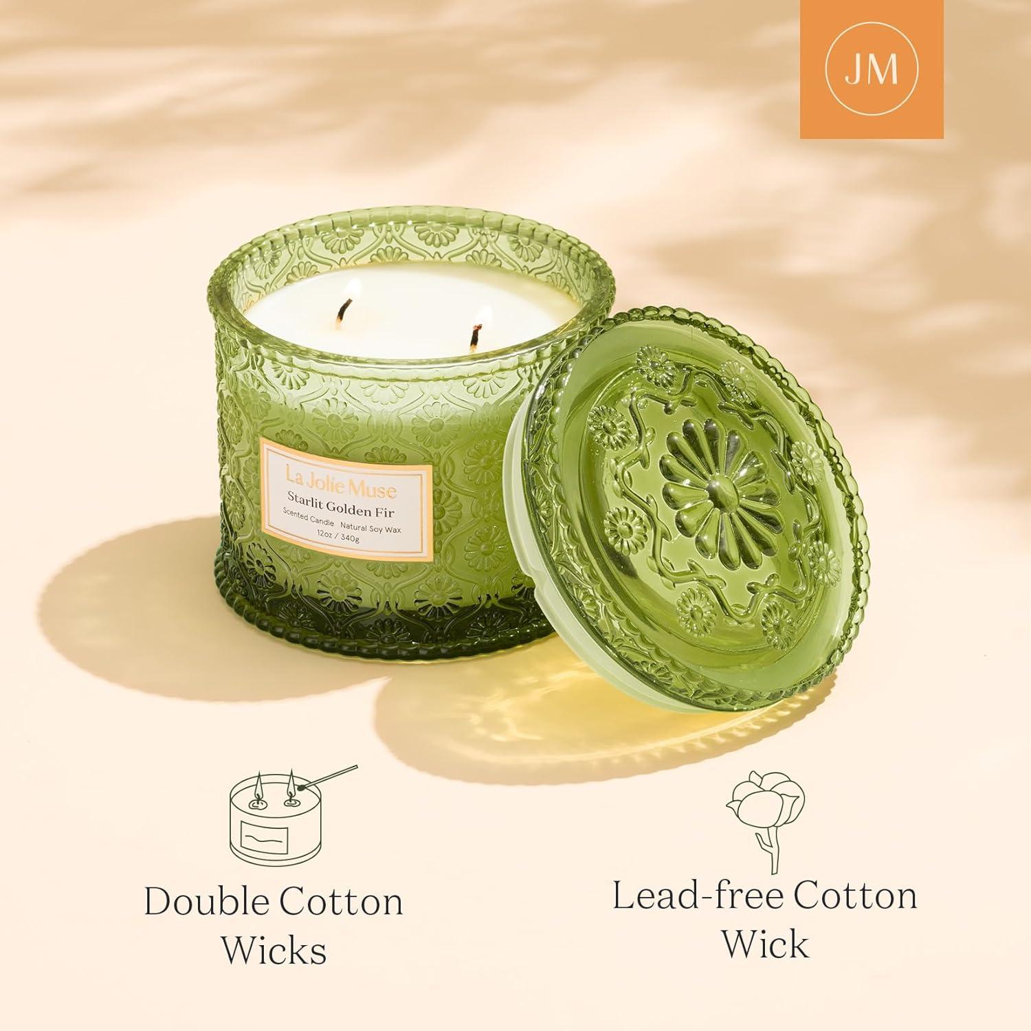 imageLA JOLIE MUSE Pumpkin Candle Fall Candles for Home Scented Large 2Wick Soy Candles Candle Gifts for Women ampamp Men Luxury Jar Candles 60 Hours Long Burning Pumpkin Chai 12ozStarlit Golden Fir