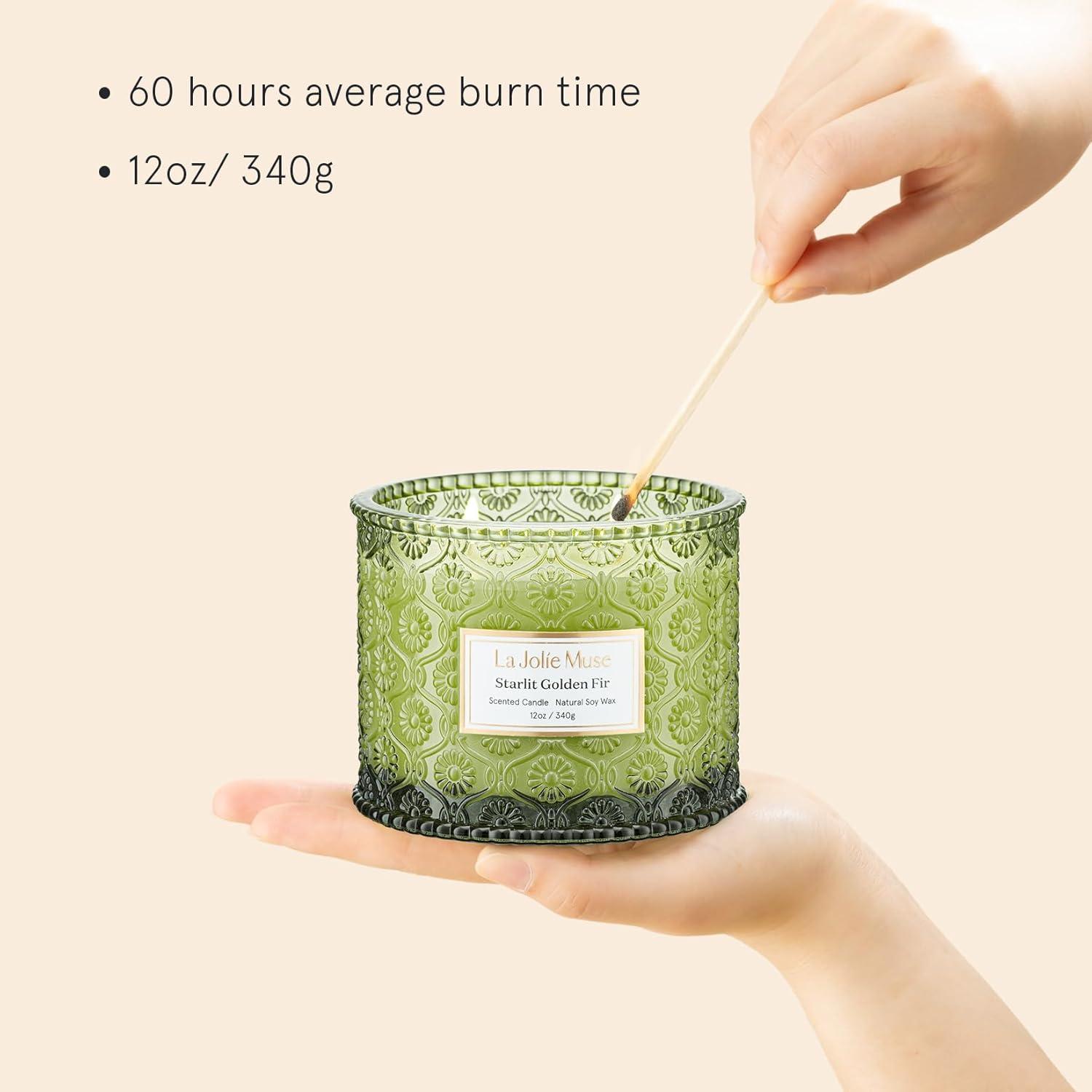 imageLA JOLIE MUSE Pumpkin Candle Fall Candles for Home Scented Large 2Wick Soy Candles Candle Gifts for Women ampamp Men Luxury Jar Candles 60 Hours Long Burning Pumpkin Chai 12ozStarlit Golden Fir