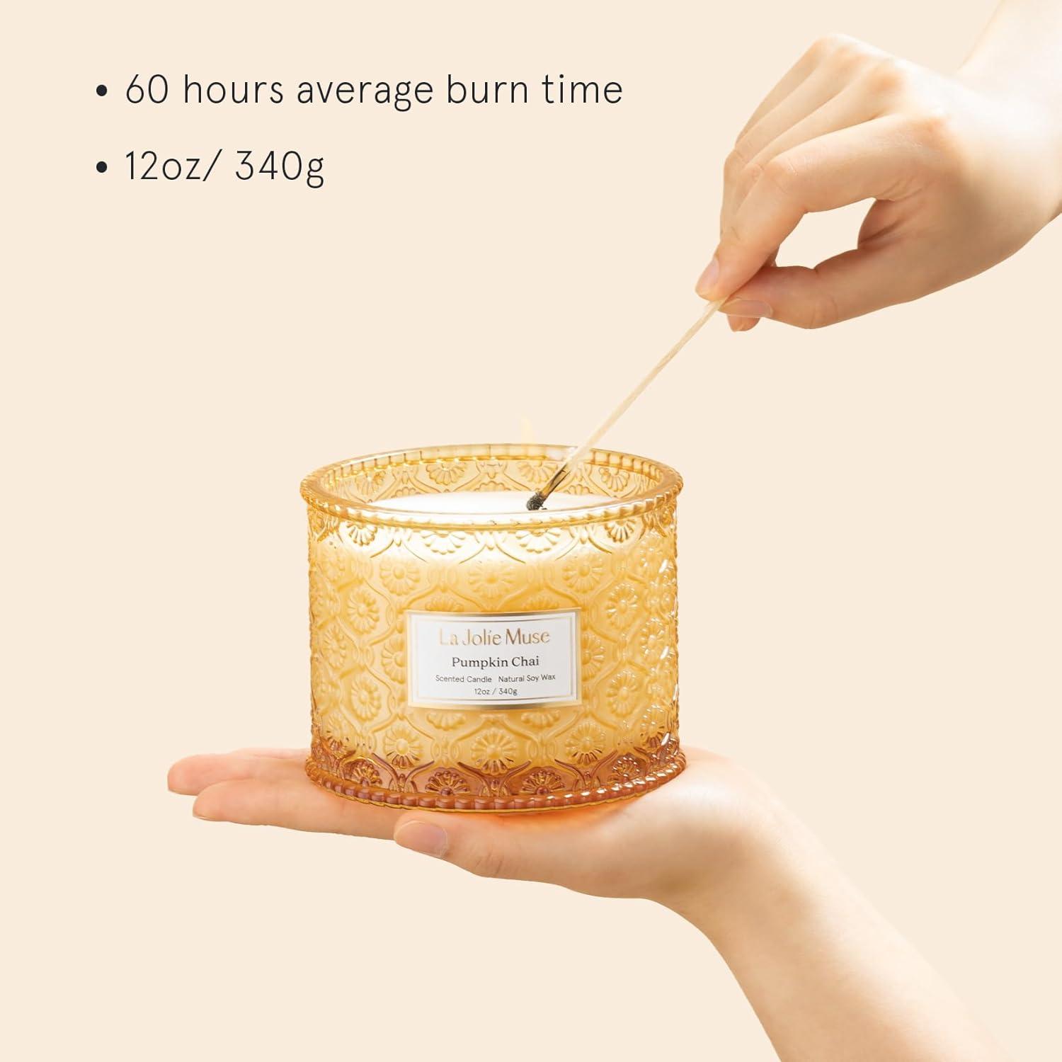 imageLA JOLIE MUSE Pumpkin Candle Fall Candles for Home Scented Large 2Wick Soy Candles Candle Gifts for Women ampamp Men Luxury Jar Candles 60 Hours Long Burning Pumpkin Chai 12ozPumpkin Chai