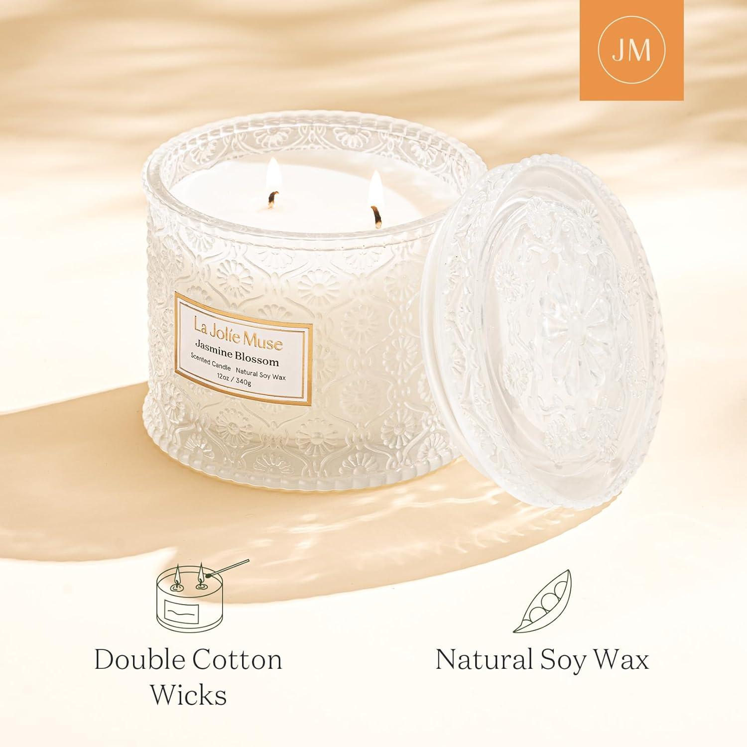 imageLA JOLIE MUSE Pumpkin Candle Fall Candles for Home Scented Large 2Wick Soy Candles Candle Gifts for Women ampamp Men Luxury Jar Candles 60 Hours Long Burning Pumpkin Chai 12ozJasmine