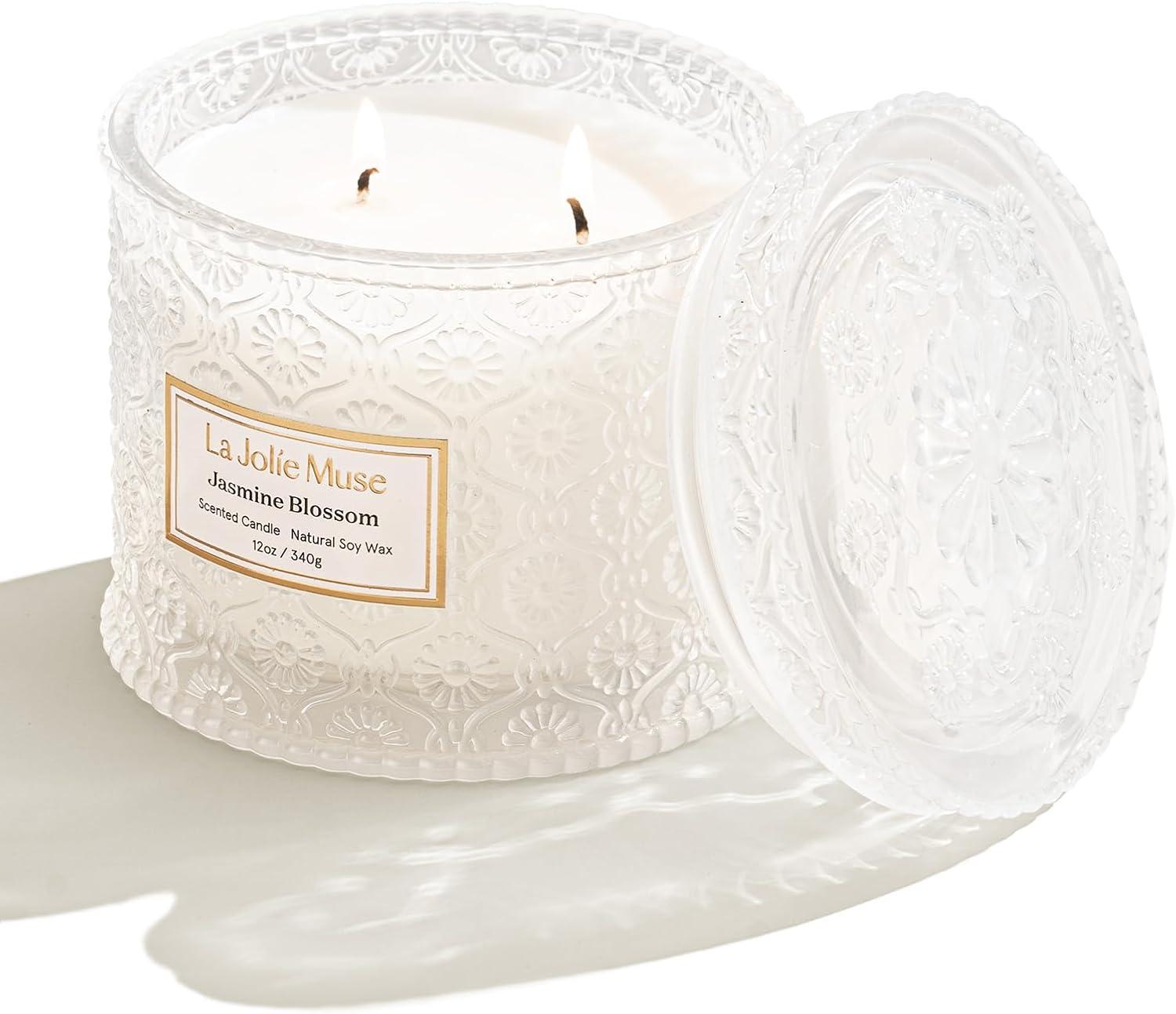 imageLA JOLIE MUSE Pumpkin Candle Fall Candles for Home Scented Large 2Wick Soy Candles Candle Gifts for Women ampamp Men Luxury Jar Candles 60 Hours Long Burning Pumpkin Chai 12ozJasmine