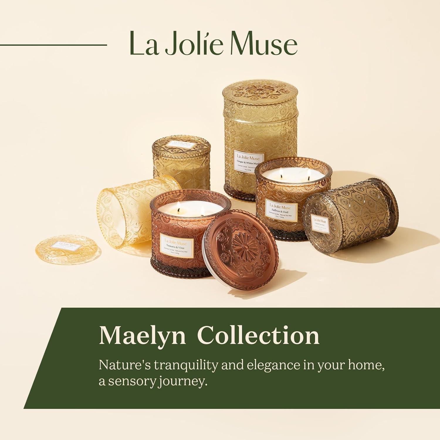 imageLA JOLIE MUSE Pumpkin Candle Fall Candles for Home Scented Large 2Wick Soy Candles Candle Gifts for Women ampamp Men Luxury Jar Candles 60 Hours Long Burning Pumpkin Chai 12ozStarlit Golden Fir
