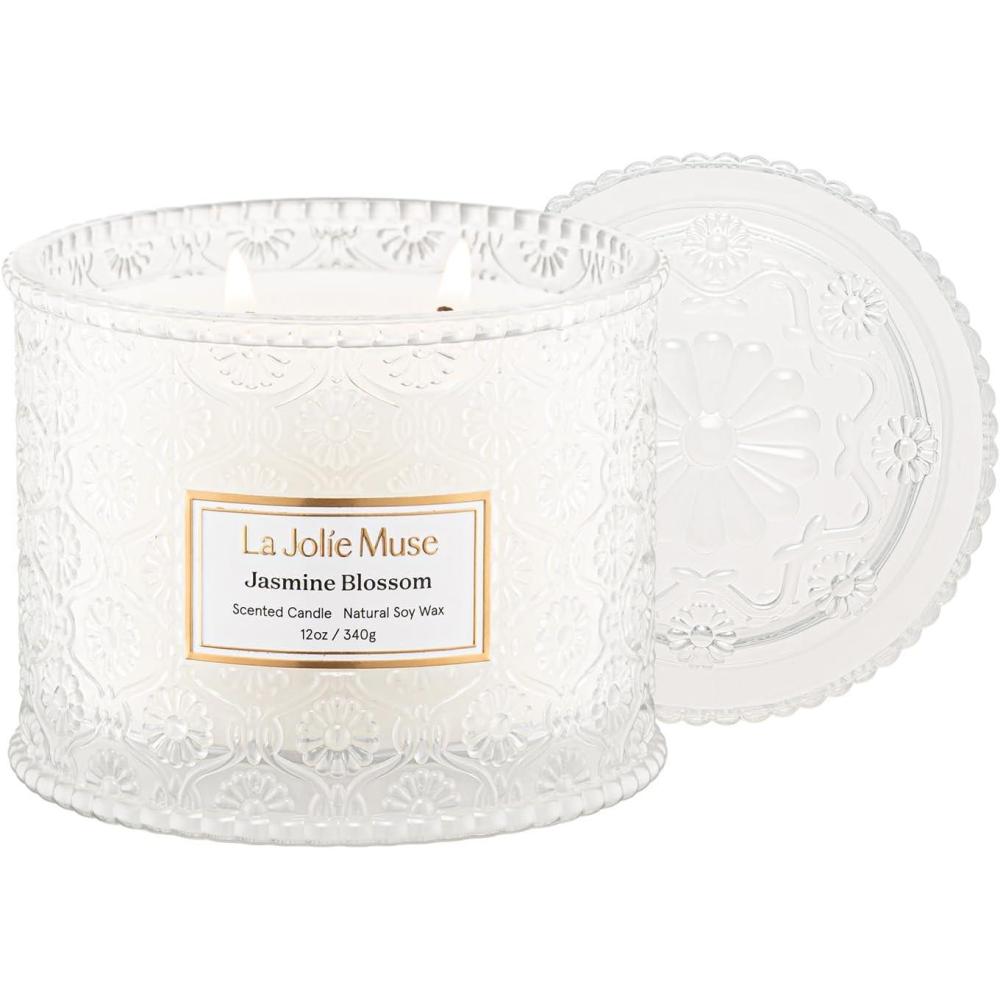 imageLA JOLIE MUSE Pumpkin Candle Fall Candles for Home Scented Large 2Wick Soy Candles Candle Gifts for Women ampamp Men Luxury Jar Candles 60 Hours Long Burning Pumpkin Chai 12ozJasmine
