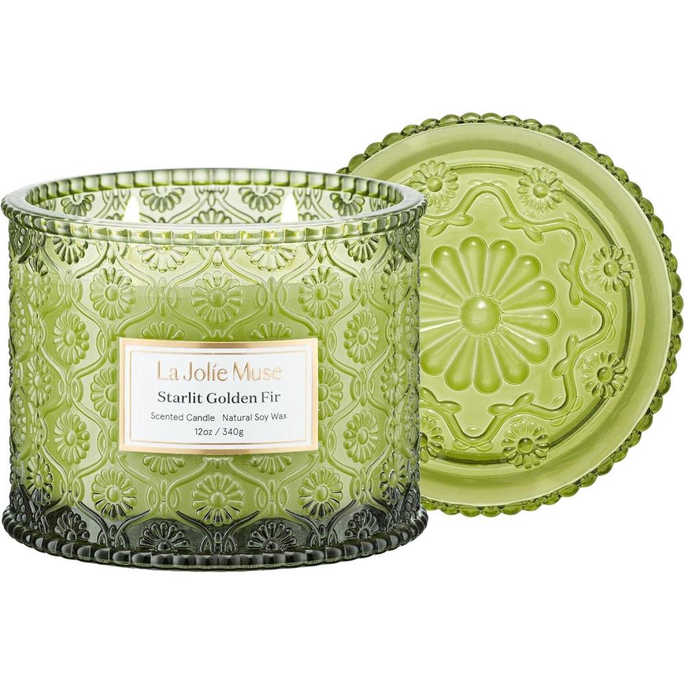 imageLA JOLIE MUSE Pumpkin Candle Fall Candles for Home Scented Large 2Wick Soy Candles Candle Gifts for Women ampamp Men Luxury Jar Candles 60 Hours Long Burning Pumpkin Chai 12ozStarlit Golden Fir