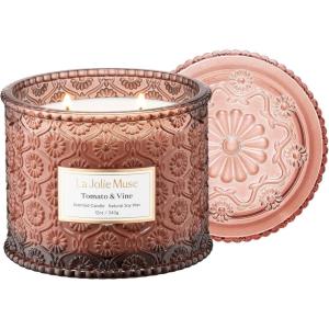 imageLA JOLIE MUSE Pumpkin Candle Fall Candles for Home Scented Large 2Wick Soy Candles Candle Gifts for Women ampamp Men Luxury Jar Candles 60 Hours Long Burning Pumpkin Chai 12ozTomato  Vine