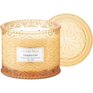 imageLA JOLIE MUSE Pumpkin Candle Fall Candles for Home Scented Large 2Wick Soy Candles Candle Gifts for Women ampamp Men Luxury Jar Candles 60 Hours Long Burning Pumpkin Chai 12ozPumpkin Chai