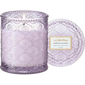 imageLA JOLIE MUSE 6 oz 40 Hours Burn Fresh Sea Salt Candles Santorini Salt Air Candles for Women Ocean Candle Summer Candle Natural Soy Wax CandleJardin de Lavender