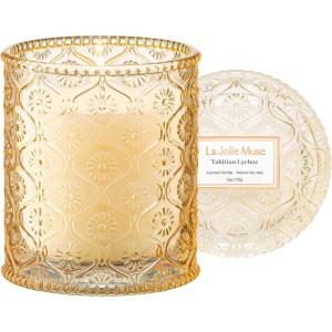 imageLA JOLIE MUSE 6 oz 40 Hours Burn Fresh Sea Salt Candles Santorini Salt Air Candles for Women Ocean Candle Summer Candle Natural Soy Wax CandleTahitian Lychee