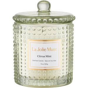 imageLA JOLIE MUSE Citrus Mint Candle Summer Candles for Home Scented Luxury Eucalyptus Candles Gifts for Women ampamp Men Natural Soy Wax 75 Hours 10 OZCitrus Mint