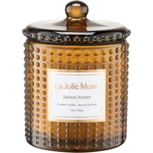 imageLA JOLIE MUSE Citrus Mint Candle Summer Candles for Home Scented Luxury Eucalyptus Candles Gifts for Women ampamp Men Natural Soy Wax 75 Hours 10 OZSahara Amber