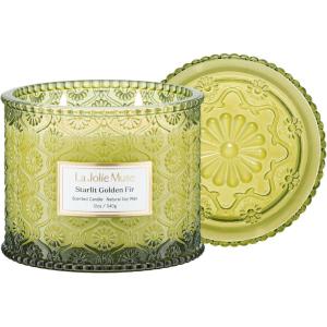 imageLA JOLIE MUSE Eucalyptus ampamp Alpine Sage Candle Scented Candles for Home Large 2Wick Soy Candles Luxury Jar Candle Gifts for Women ampamp Men 60 Hours Long Burning 12ozStarlit Golden Fir