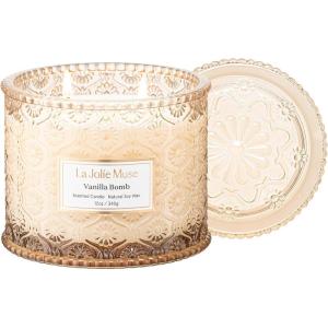 imageLA JOLIE MUSE Eucalyptus ampamp Alpine Sage Candle Scented Candles for Home Large 2Wick Soy Candles Luxury Jar Candle Gifts for Women ampamp Men 60 Hours Long Burning 12ozVanilla Bomb