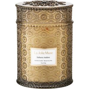 imageLA JOLIE MUSE Jasmin Candle 19 oz Wood Wicked Scented Candle Gifts for WomenampampMen Large Jar Candles for Home 90 Hours Long Burning Jasmin du LotusSahara Ambre