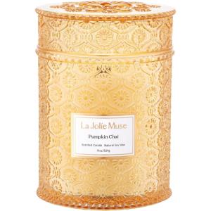 imageLA JOLIE MUSE Jasmin Candle 19 oz Wood Wicked Scented Candle Gifts for WomenampampMen Large Jar Candles for Home 90 Hours Long Burning Jasmin du LotusPumpkin Chai