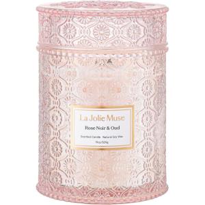 imageLA JOLIE MUSE Jasmin Candle 19 oz Wood Wicked Scented Candle Gifts for WomenampampMen Large Jar Candles for Home 90 Hours Long Burning Jasmin du LotusRose Noir Oud