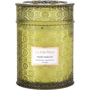 imageLA JOLIE MUSE Jasmin Candle 19 oz Wood Wicked Scented Candle Gifts for WomenampampMen Large Jar Candles for Home 90 Hours Long Burning Jasmin du LotusStarlit Golden Fir