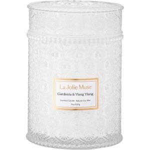 imageLA JOLIE MUSE Jasmin Candle 19 oz Wood Wicked Scented Candle Gifts for WomenampampMen Large Jar Candles for Home 90 Hours Long Burning Jasmin du LotusGardenia  Ylang Ylang