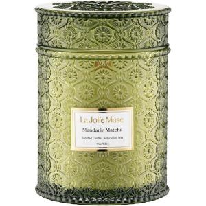 imageLA JOLIE MUSE Jasmin Candle 19 oz Wood Wicked Scented Candle Gifts for WomenampampMen Large Jar Candles for Home 90 Hours Long Burning Jasmin du LotusMandarin Matcha