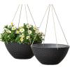 imageLA JOLIE MUSE Hanging Planters for Outdoor Plants Large Outdoor Hanging Planters with Drain Holes Ash Brown Honeycomb 132 Inch Set of 2Black