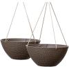 imageLA JOLIE MUSE Hanging Planters for Outdoor Plants Large Outdoor Hanging Planters with Drain Holes Ash Brown Honeycomb 132 Inch Set of 2Ash Brown