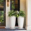 imageLA JOLIE MUSE 27 Inch Tall White PlantersSet of 2 Tall Round Planters for Indoor Plants with TraysModern Tree Planters for Front Door and Patio DeckWhite