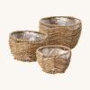 imageLa Jole Muse Seagrass Planter Basket Indoor Flower Pots Cover Plant Containers Indoor Planters Flower Pots with Iron Stand Natural 3Pack102quot87quot67quot