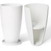 imageLA JOLIE MUSE 27 Inch Tall White PlantersSet of 2 Tall Round Planters for Indoor Plants with TraysModern Tree Planters for Front Door and Patio DeckWhite