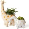 imageLA JOLIE MUSE Ceramic Giraffe Succulent Planter Animal Plant Pots  114  49 Inch Tall Cute Rough Pottery Indoor Flower Pots Home Decor