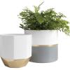 imageLA JOLIE MUSE White Ceramic Flower Pot Garden Planters 67  54 Inch Indoor Plant Containers in a Marble Ink Pattern with Gold and Grey DetailingLarge1081grey