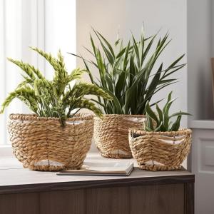 imageLa Jole Muse Seagrass Planter Basket Indoor Flower Pots Cover Plant Containers Indoor Planters Flower Pots with Iron Stand Natural 3Pack102quot87quot67quot